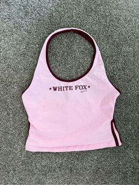 White fox pink and maroon halter size medium